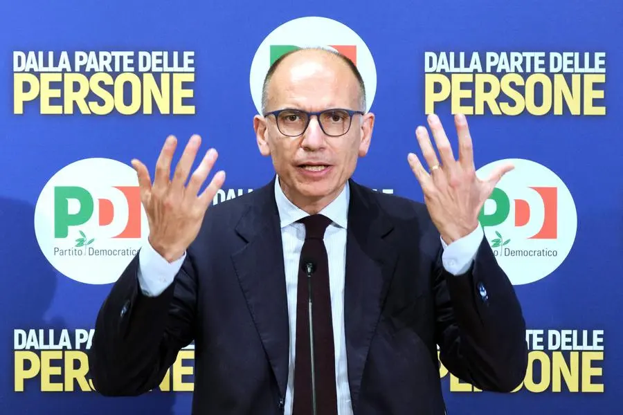 Foto Mauro Scrobogna /LaPresse 12–05-2021 Roma, Italia Politica Enrico Letta all’iniziativa ‘Sport bene sociale – Le nostre proposte per giovani, famiglie, società e associazioni’. Nella foto: il segretario del PD Enrico Letta Photo Mauro Scrobogna /LaPresse May 12, 2021\\u00A0 Rome, Italy Politics PD - proposals on sport as a social good In the photo: The secretary of the PD Enrico Letta