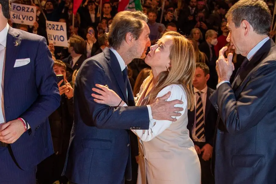 07 Febbraio 2023 Milano, Italia Chiusura campagna elettorale Attilio Fontana Attilio Fontana e Giorgia Meloni Ermes Beltrami/LaPresse