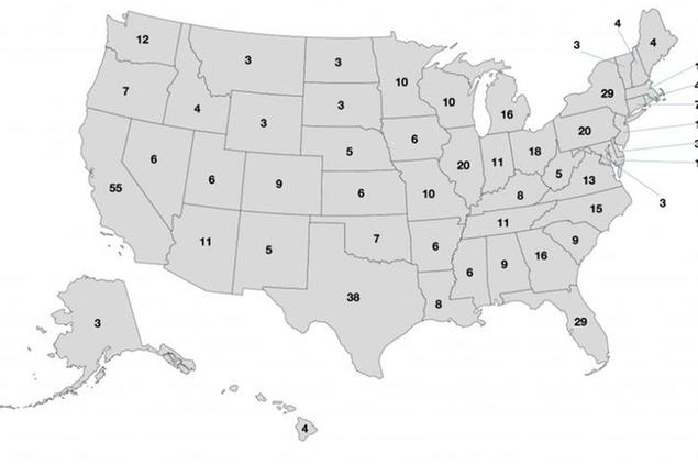 Mappa collegi elettorali per le elezioni presidenziali statunitensi del 2020