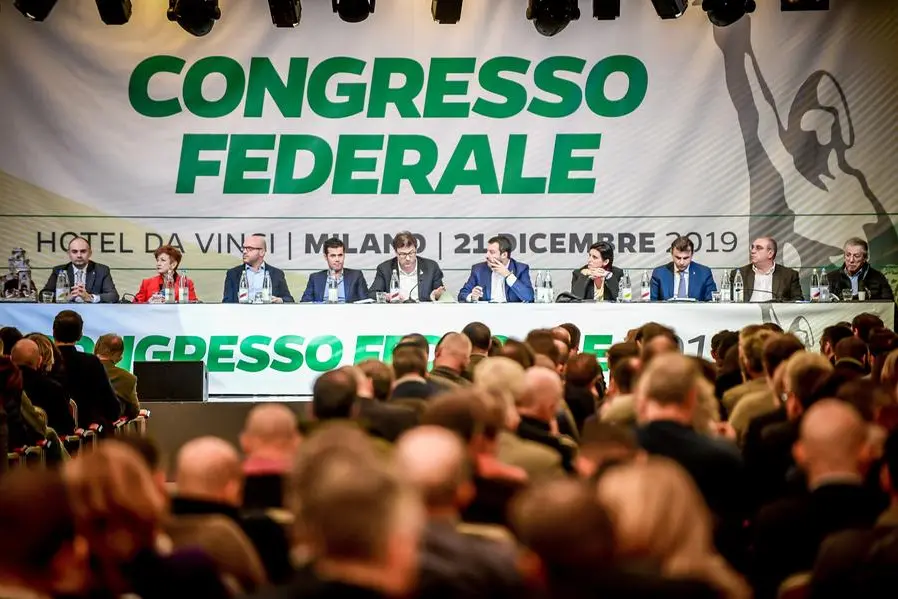 Il congresso federale della Lega Nord nel 2019 (Foto LaPresse)