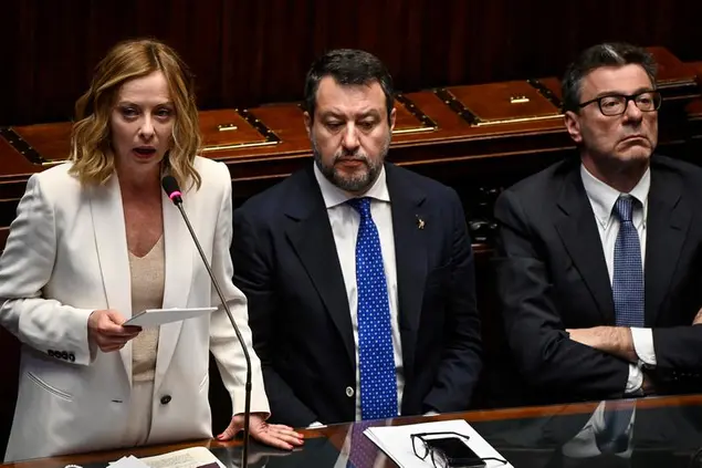 Giorgia Meloni, Matteo Salvini e Giancarlo Giorgetti