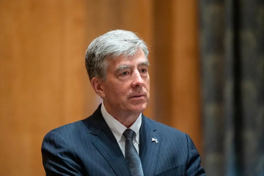 UNITED STATES - JUNE 10: Chris Inglis, nominee to be National Cyber Director, prepares to testify during his confirmation hearing in the Senate Homeland Security and Governmental Affairs Committee on Thursday, June 10, 2021.(Photo by Bill Clark/CQ Roll Call via AP Images)