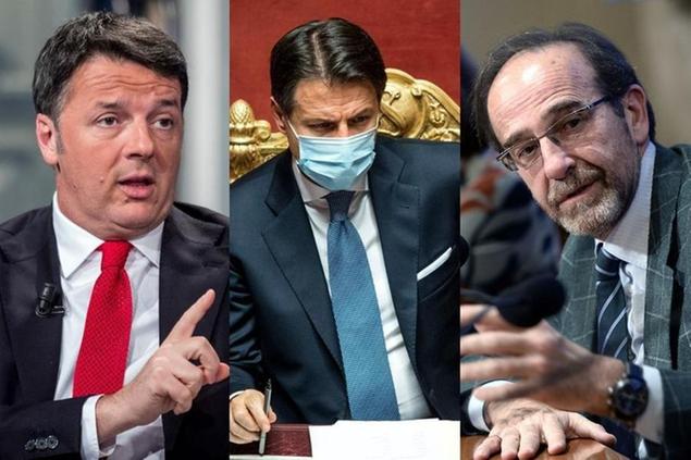Da destra Matteo Renzi, Giuseppe Conte e Riccardo Nencini
