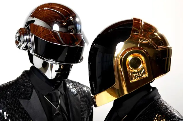 FILE - In this April 17, 2013 file photo, Thomas Bangalter, left, and Guy-Manuel de Homem-Christo, from the music group, Daft Punk, pose for a portrait in Los Angeles. The Grammy-winning French act have announced their break up. (Photo by Matt Sayles/Invision/AP, File)