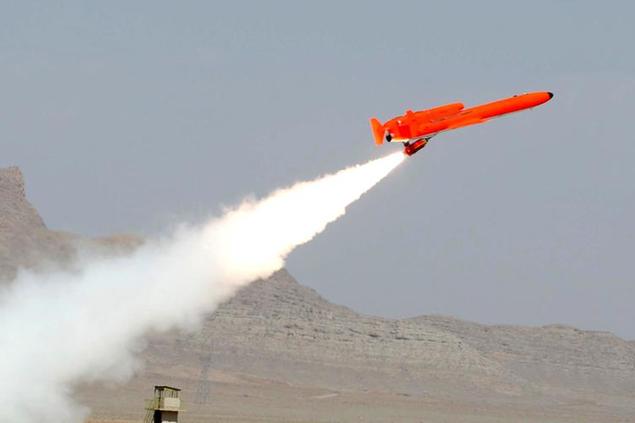 This photo released on Sunday, Aug. 22, 2010, by the Iranian Defense Ministry, reportedly shows a launch of the Karrar drone aircraft, which Iran says is the country's first domestically-built, long-range, unmanned bomber aircraft at an undisclosed location. Iranian President Mahmoud Ahmadinejad Sunday called it an \\\"ambassador of death\\\" to Iran's enemies. (AP Photo/Iranian Defense Ministry,Vahid Reza Alaei) EDS NOTE: THE ASSOCIATED PRESS HAS NO WAY OF INDEPENDENTLY VERIFYING THE CONTENT, LOCATION OR DATE OF THIS IMAGE.
