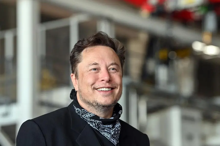 13 August 2021, Brandenburg, Gr'nheide: Elon Musk, Tesla CEO, stands in the foundry of the Tesla Gigafactory during a press event. The first vehicles are scheduled to roll off the production line in Gr'nheide near Berlin from the end of 2021. The US company plans to build around 500,000 units of the compact Model 3 and Model Y series here each year. Photo by: Patrick Pleul/picture-alliance/dpa/AP Images