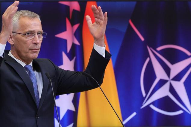 NATO Secretary General Jens Stoltenberg speaks during a media conference at NATO headquarters in Brussels, Wednesday, May 25, 2022. (AP Photo/Olivier Matthys)