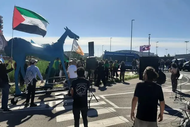 Marco Cavallo davanti al Cpr di Ponte Galeria (Foto di Valerio Cuccaroni)