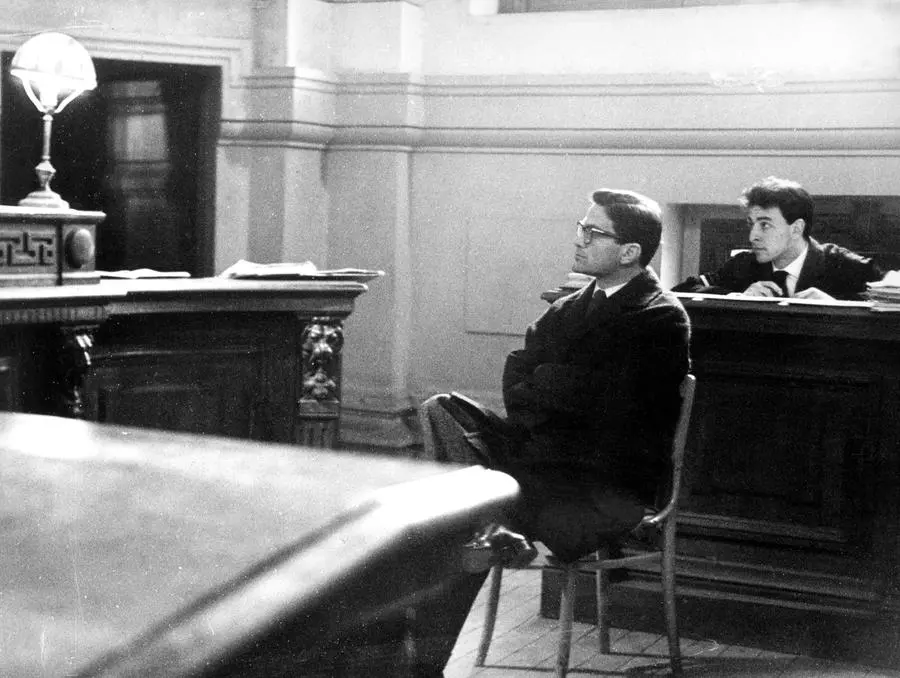 ©Publifoto/Lapresse 5-03-1963 Roma Italia Processo per l'episodio La Ricotta del film Rogopag sequestrato per vilipendio alla religione di stato Nella foto Pier Paolo Pasolini in aula mentre viene interrogato