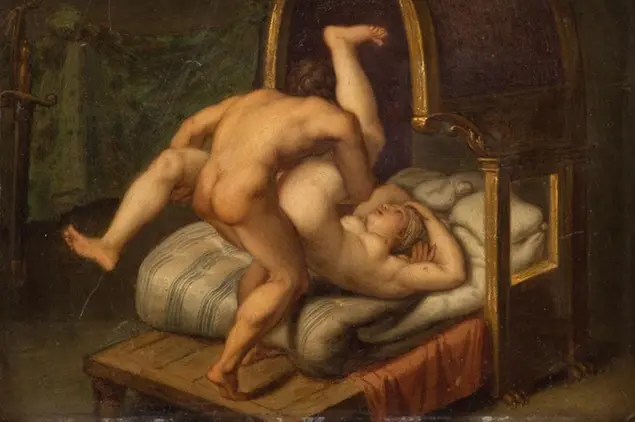 Agostino Carracci, Nudità con uomo e donna, 1572-1602, olio su rame Foto Wikipedia