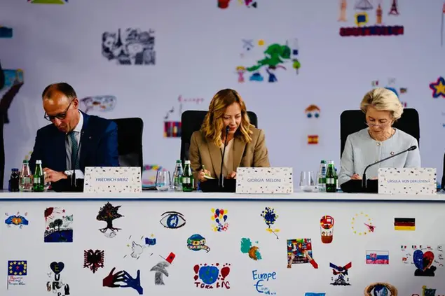 (Merz, Meloni e von der Leyen. Foto Ansa)