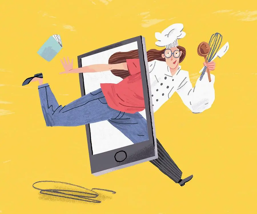 Student stepping through phone becoming a chef (Ikon Images via AP Images)