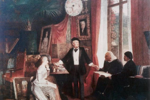 RICHARD WAGNER German composer at home with his wife, Cosima, and his father-in-law, Franz Liszt Date: 1813 - 1883 (Foto AGF)