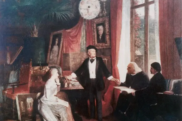 RICHARD WAGNER German composer at home with his wife, Cosima, and his father-in-law, Franz Liszt Date: 1813 - 1883 (Foto AGF)