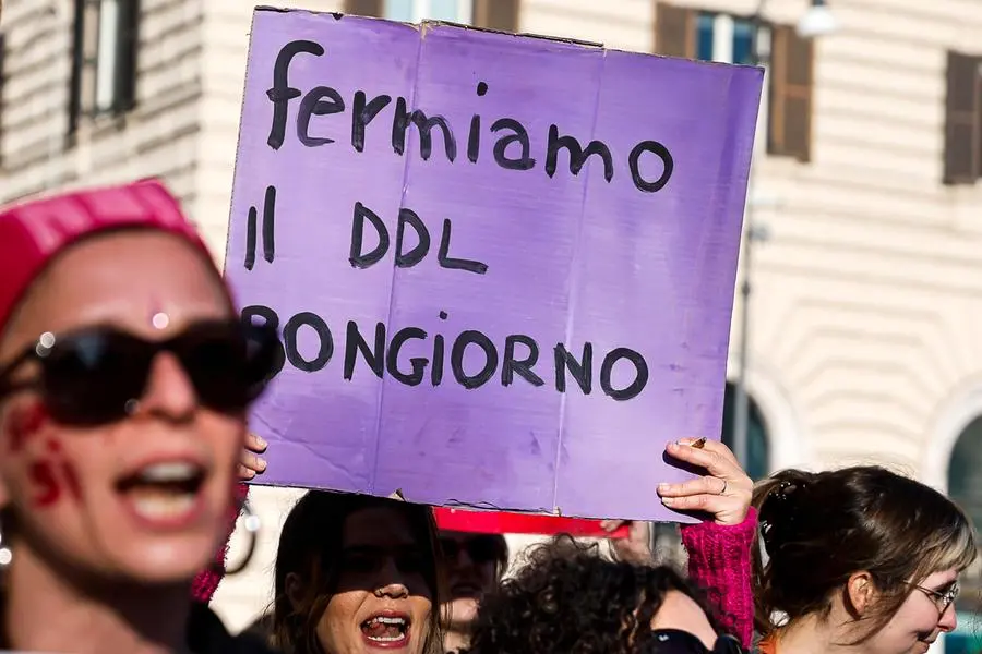 Durante la manifestazione nazionale contro il ddl Bongiorno, il 28 febbraio 2026