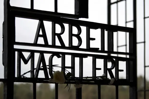 27 January 2020, Brandenburg, Oranienburg: The entrance gate with the lettering \\\"Arbeit macht frei\\\" in the Sachsenhausen memorial. Photo by: Soeren Stache/picture-alliance/dpa/AP Images