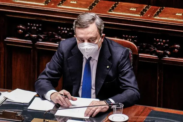 18/02/2021 Roma, Aula della Camera, discussione generale per la fiducia al governo Draghi,nella foto il presidente del Consiglio Mario Draghi