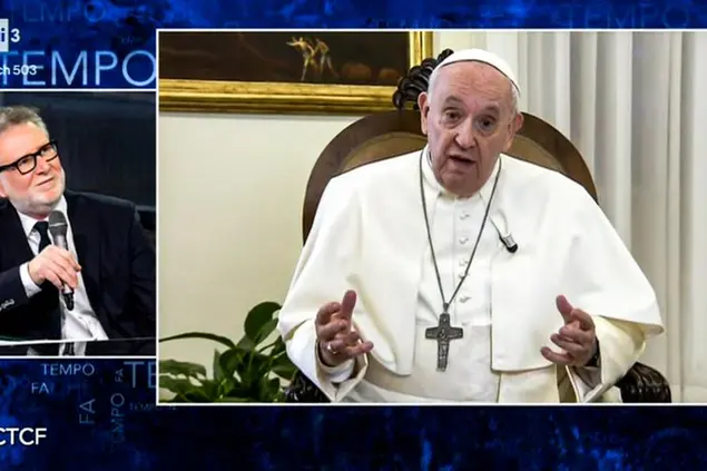 06/02/2022 Milano, Fazio intervista Papa Francesco nella sua trasmissione Che Tempo Che Fa (Screenshot)