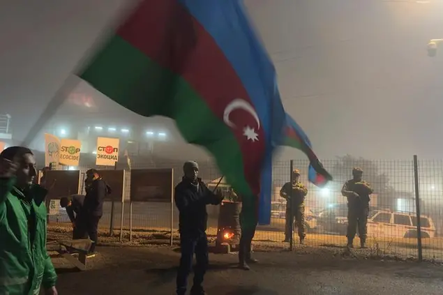 Protests on the borders of Azerbaijan and Nagorno-Karabakh, pictured on January 31, 2023. Photo/Pavel Nemecek (CTK via AP Images)