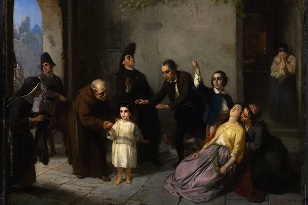 Il rapimento di Edgardo Mortara, dipinto da Moritz Daniel Oppenheim nel 1862
