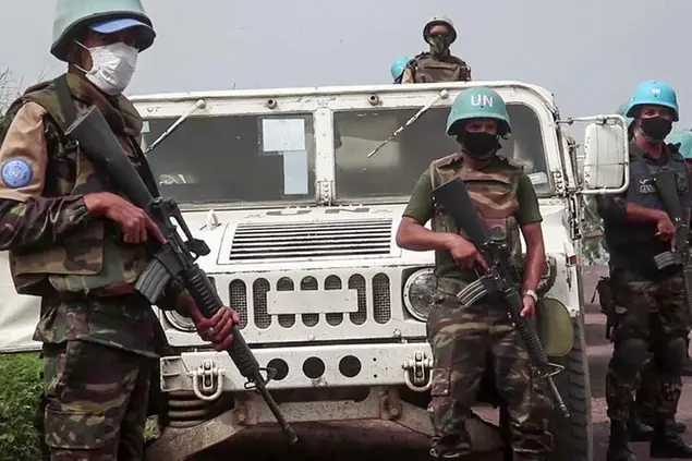 Militari Onu in Congo dopo l'omicidio dell'ambasciatore Luca Attanasio (AP Photo/Justin Kabumba)