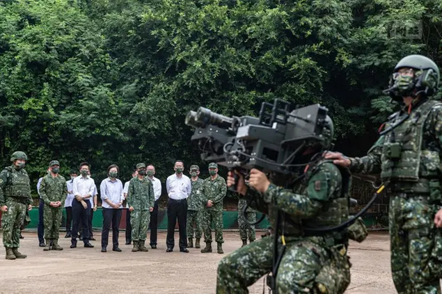 In this photo released by the Taiwan Ministry of National Defense, Taiwan's President Tsai Ing-wen watches soldiers operate equipment during a visit to a naval station on Penghu, an archipelago of several dozen islands off Taiwan's western coast on Tuesday, Aug. 30, 2022. Tsai told the self-ruled island's military units Tuesday to keep their cool in the face of daily warplane flights and warship maneuvers by rival China, saying that Taiwan will not allow Beijing to provoke a conflict.\\u00A0visit to the She also inspected a radar squadron, an air defense company, and a navy fleet. (Taiwan Ministry of National Defense via AP)