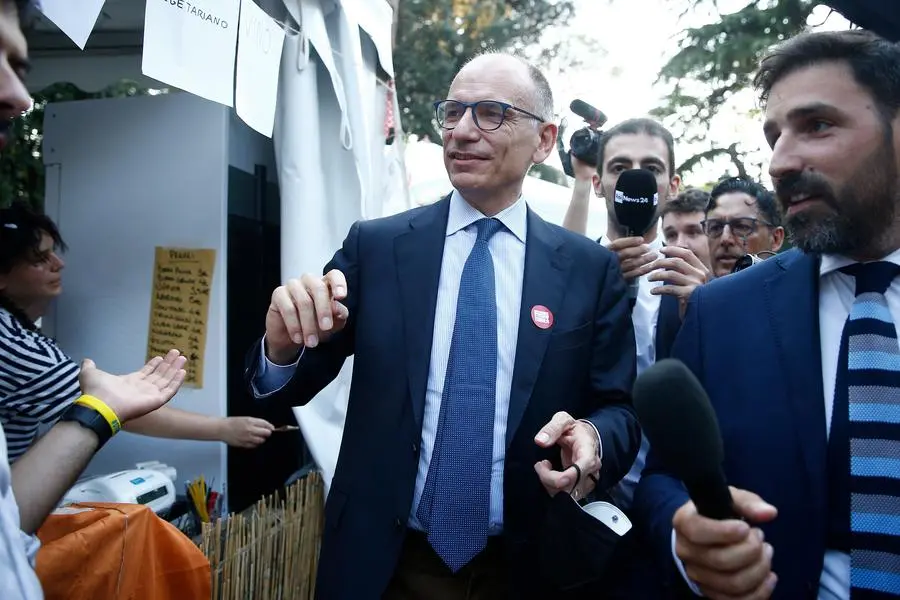 19-07-2022 Roma (Italia) Politica - Crisi di Governo - Il segretario del Pd Enrico Letta alla Festa dell’Unità - Nella foto Enrico Letta 19-07-2022 Rome (Italy) Politics -Government Crisis - Democratic secretary Enrico Letta at the Unità Event - In the pic Enrico Letta