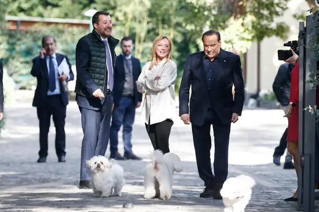 Silvio Berlusconi,\\u00A0Giorgia Meloni, Matteo Salvini (Foto Cecilia Fabiano/ LaPresse)