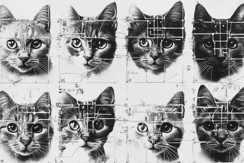 Così Midjourney “vede” una rete neurale che classifica immagini di gatti / GINO RONCAGLIA