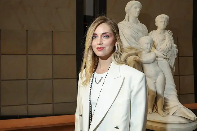 Chiara Ferragni attends the Louis Vuitton Ready To Wear Fall/Winter 2022-2023 fashion collection, unveiled during the Fashion Week in Paris, Monday, March 7, 2022. (Photo by Vianney Le Caer/Invision/AP)