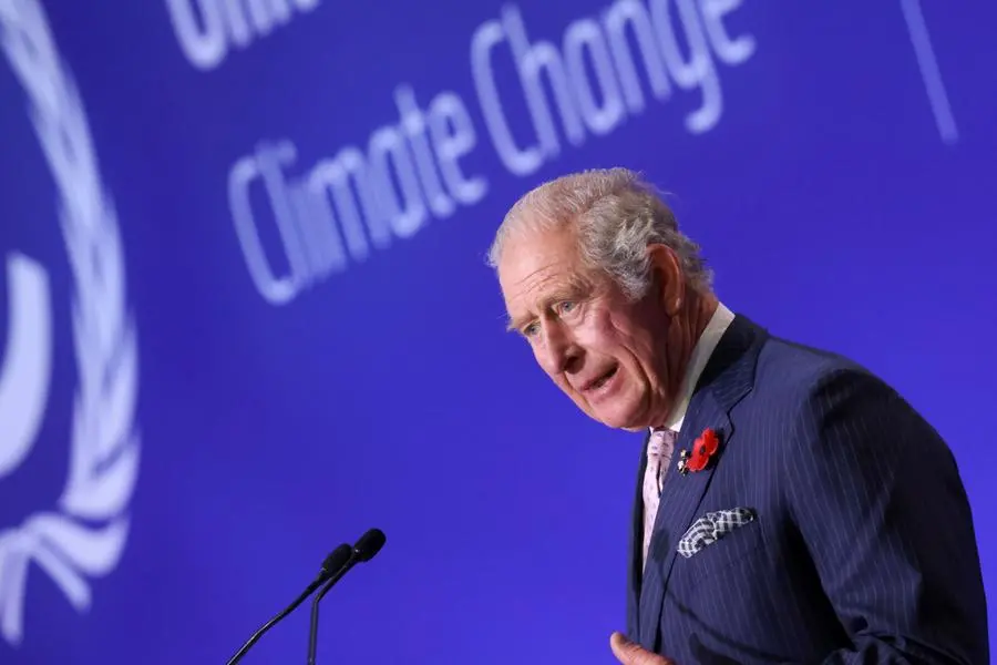 Britain's Prince Charles delivers a speech at the opening ceremony of the UN Climate Change Conference COP26 in Glasgow, Scotland, Monday Nov. 1, 2021. The U.N. climate summit in Glasgow gathers leaders from around the world, in Scotland's biggest city, to lay out their vision for addressing the common challenge of global warming. (Yves Herman/Pool via AP)