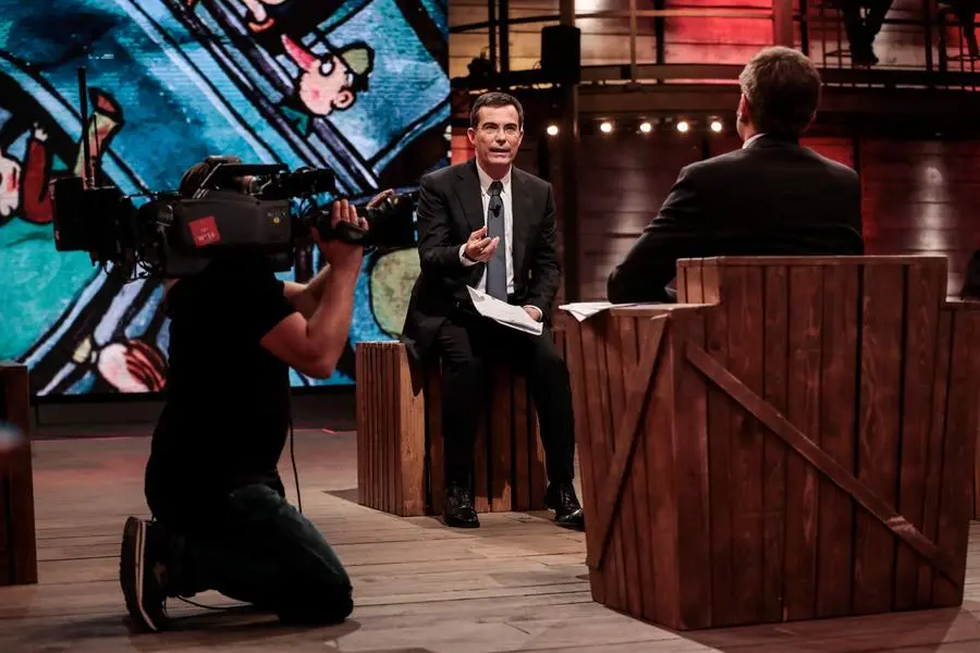 04/04/2017 Roma, La7, trasmissione televisiva Dimartedi', nella foto Giovanni Floris il conduttore