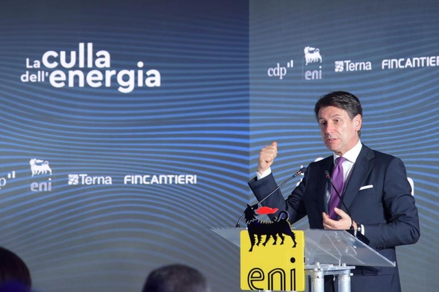 Il Presidente del Consiglio Giuseppe Conte a Ravenna per Inaugurare un impianto pilota Eni per l'energia da moto ondoso lapresse-carlo morgagni