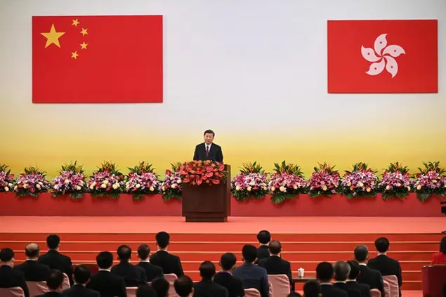 Il presidente Xi Jinping a Hong Kong (Selim Chtayti/Pool Photo via AP)