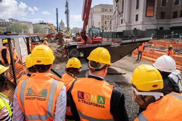 Uno dei cantieri di Roma per i lavori del Giubileo