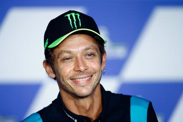 Italian rider Valentino Rossi attends a news conference ahead of the MotoGP motorcycle race Grand Prix of Styria at the Red Bull Ring in Spielberg, Austria, Thursday, Aug. 5, 2021. Rossi announced his retirement as an active MotoGP rider at the end of the 2021 race season. (AP Photo/Gerhard Schiel)