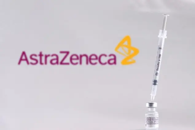 Vaccine for COVID-19 and AstraZeneca logo, in Prague, Czech Republic, April 5, 2021. Photo/Martin Macak Gregor (CTK via AP Images)