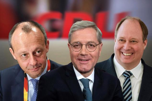 PHOTOMONTAGE: Fight for the CDU party leadership. From left: Friedrich MERZ, Norbert ROETTGEN, Helge BRAUN Photo by: SVEN SIMON/picture-alliance/dpa/AP Images