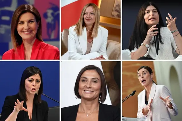 Tra le politiche colpite, in alto, Alessandra Moretti, Giorgia Meloni, Chiara Colosimo. In basso: Barbara Floridia, Alessia Morani, Maria Elena Boschi