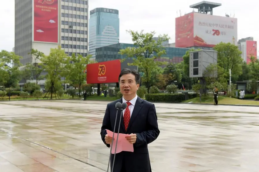 Nella foto: Zhou Jiangyong durante una cerimonia pubblica a Hangzhou\\u00A0Foto AP