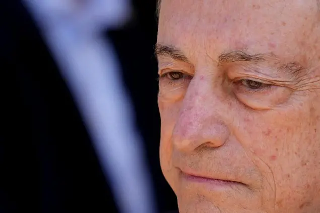 Italy's Prime Minister Mario Draghi during the official G7 summit welcome ceremony at Castle Elmau in Kruen, near Garmisch-Partenkirchen, Germany, on Sunday, June 26, 2022. The Group of Seven leading economic powers are meeting in Germany for their annual gathering Sunday through Tuesday. (AP Photo/Matthias Schrader)
