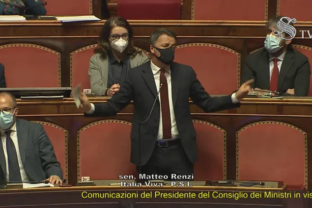L'intervento di Matteo Renzi trasmesso dalla tv del Senato