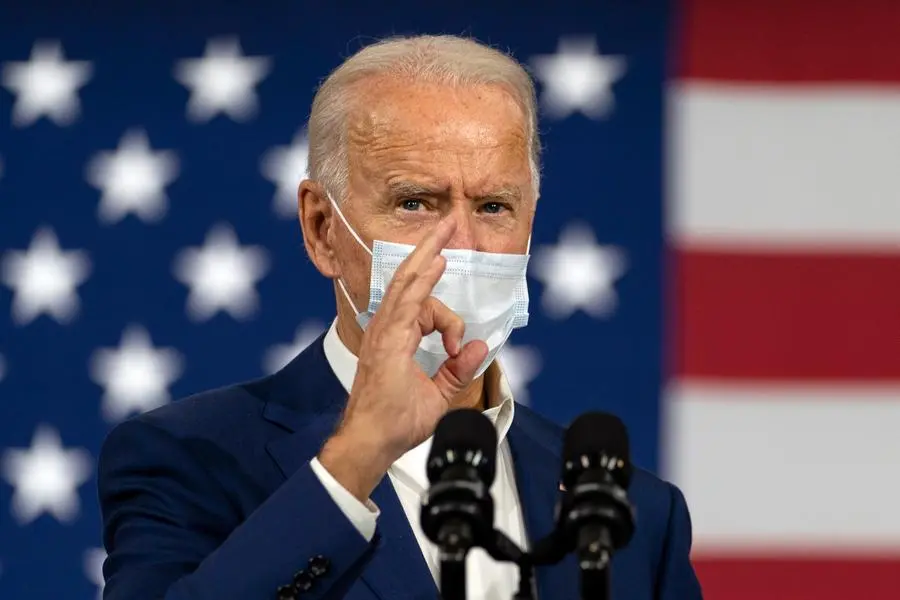 Democratic presidential candidate former Vice President Joe Biden speaks at Wisconsin Aluminum Foundry in Manitowoc, Wis., Monday, Sept. 21, 2020. (AP Photo/Carolyn Kaster)