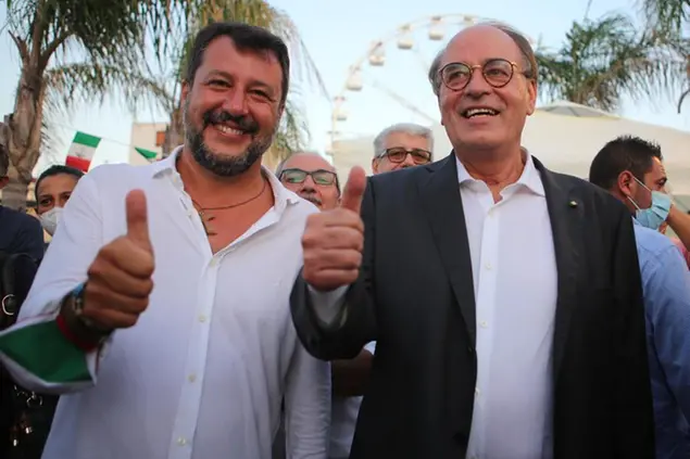 Elezioni Comunali Reggio Calabria, Salvini al fianco di Minicuci (Foto: LaPresse)