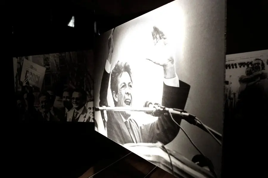 07/11/2013 Roma, fotografie che ritraggono Enrico Berlinguer allestite per il documentario realizzato su di lui