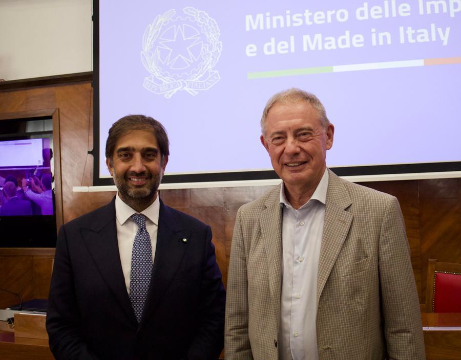 Ministro in ufficio con documenti su programma auto ecologiche per famiglie a basso reddito