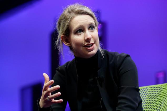 FILE - In this Nov. 2, 2015, file photo, Elizabeth Holmes, founder and CEO of Theranos, speaks at the Fortune Global Forum in San Francisco. Former U.S. Secretary of Defense James Mattis testified Wednesday, Sept. 22, 2021, in the trial of fallen tech star Holmes, saying the entrepreneur misled him into believing she was on the verge of rolling out a blood-testing breakthrough that he hoped would help save lives of troops in battle. (AP Photo/Jeff Chiu, File)