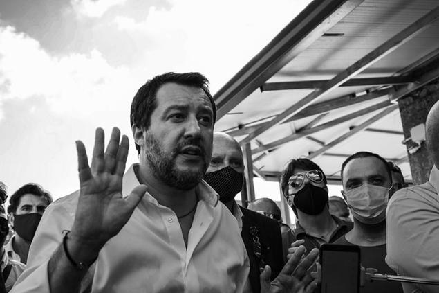 01/07/2021 Santa Maria Capua Vetere, Casa Circondariale Francesco Uccella. Il segretario della Lega Matteo Salvini rilascia dichiarazioni alla stampa davanti al carcere