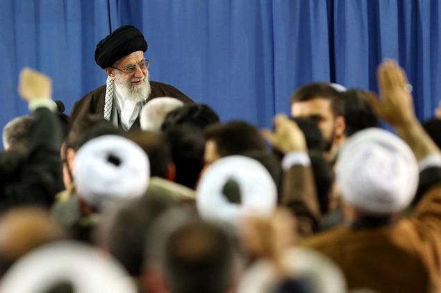 In this picture released by an official website of the office of the Iranian supreme leader, Supreme Leader Ayatollah Ali Khamenei attends a meeting with a group of environmental officials and activists at his residence in Tehran, Iran, Sunday, March, 2015. (AP Photo/Office of the Iranian Supreme Leader)