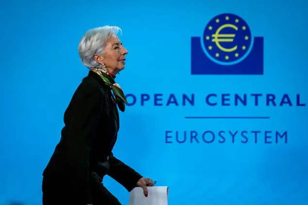The President of European Central Bank Christine Lagarde arrives for a press conference following the meeting of the bank's governing council in Frankfurt, Germany, Thursday, Feb. 2, 2023. (AP Photo/Michael Probst)